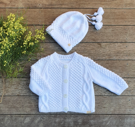 Ezra Cardigan and Slouch Beanie / 6-12 Months - Amos And Lila
