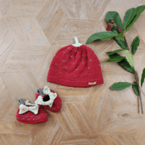 Strawberry Hat & Booties / 12-18 Months